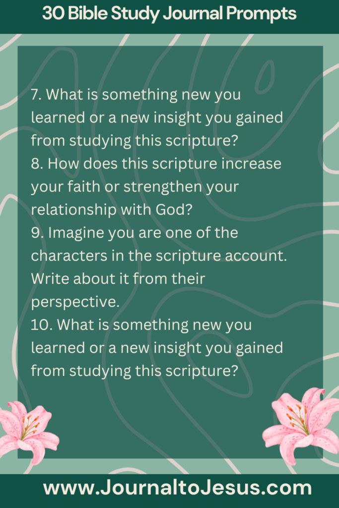 Journal to Jesus Prompts for Bible Study