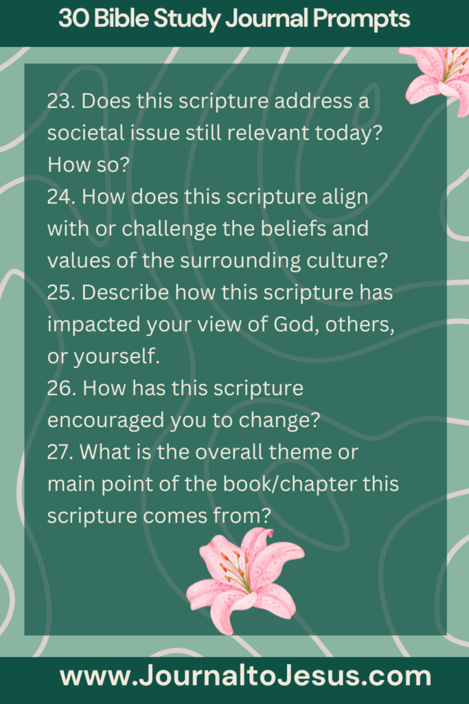 Journal to Jesus Bible Study Prompts